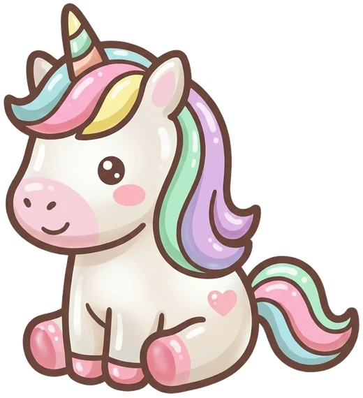 Juju, el unicornio blanco con la crin de colores